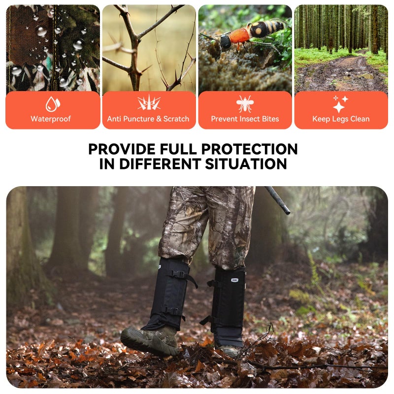GearOZ Snake Gaiters Snake Chaps, Waterproof Lower Legs Snake Guards, Snake Bite Protective Gaiters, Anti-Snake Boots for Men/Women, Adjustable Size for Hunting/Hiking/Farm Working, Black - Image 4